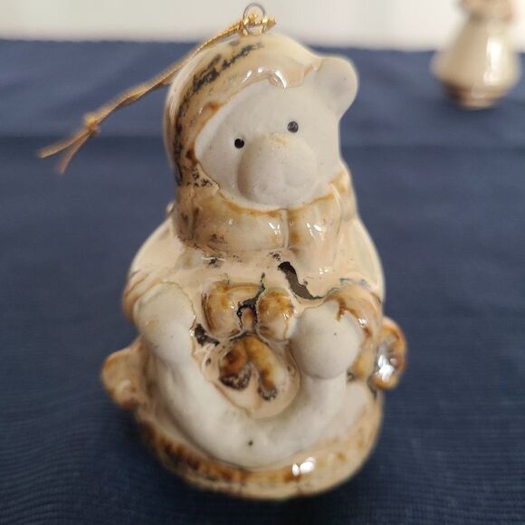 Pier 1 Ceramic Ornaments Set of 10 Pottery Art Santa Snowman Moose Bear Angel - Picture 12 of 13